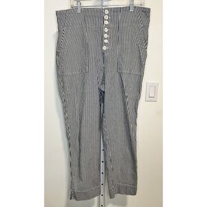 GAP Striped Capri Pants SZ 16 Tall Women's Cuffed Hem Pockets High Rise